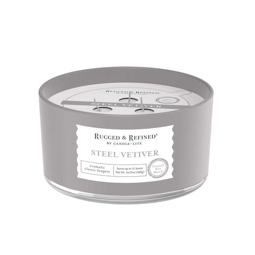  Candle-Lite Rugged & Refined White Steel Vetiver Scent Candle 16.25 Oz