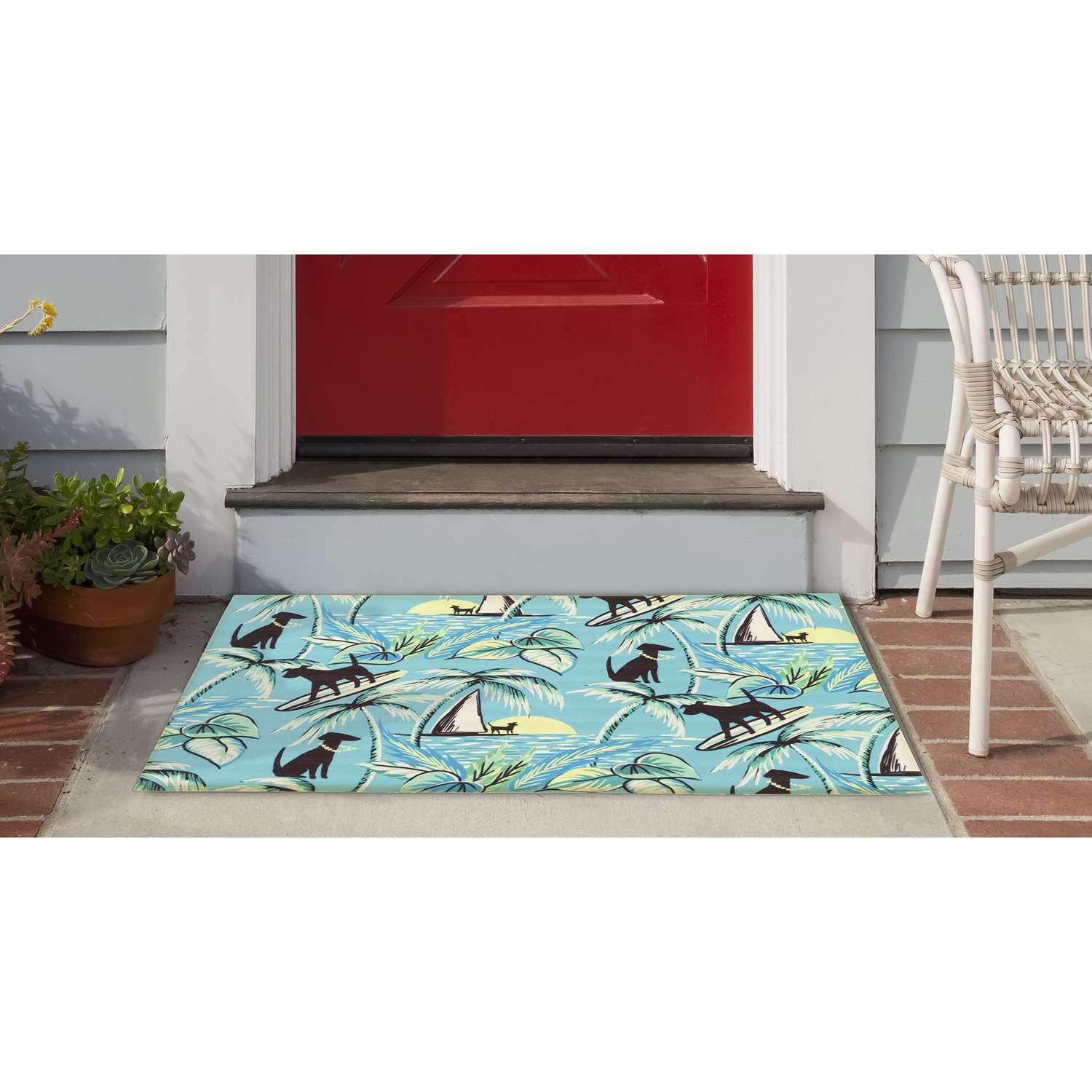  Liora Manne Illusions 1.67 W X 2.5 L Blue Coastal Polyester Door Mat