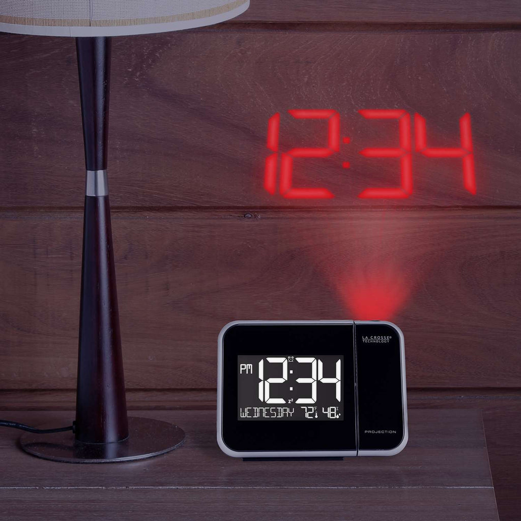  La Crosse Technology 5.91 In. Black Projection Alarm Clock Digital Battery Operated