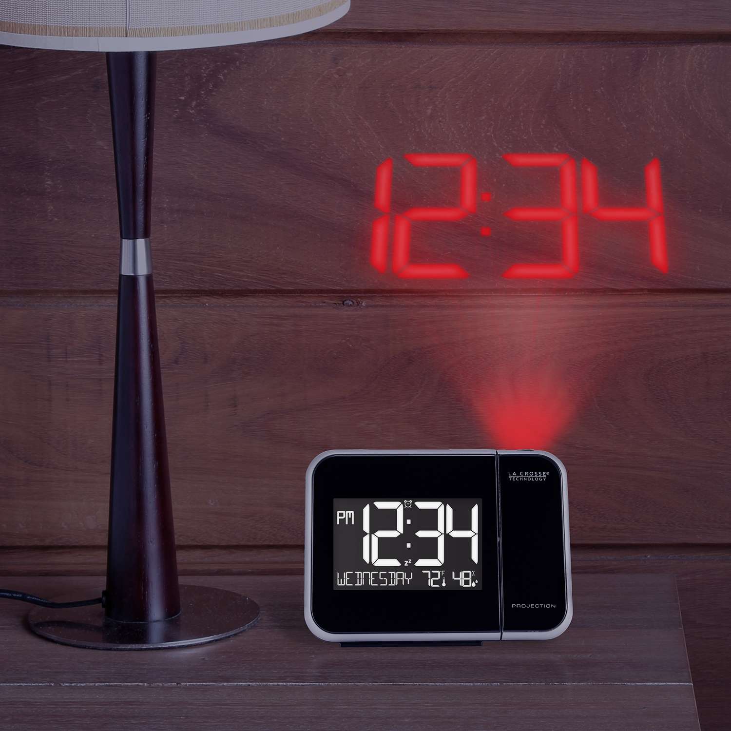  La Crosse Technology 5.91 In. Black Projection Alarm Clock Digital Battery Operated