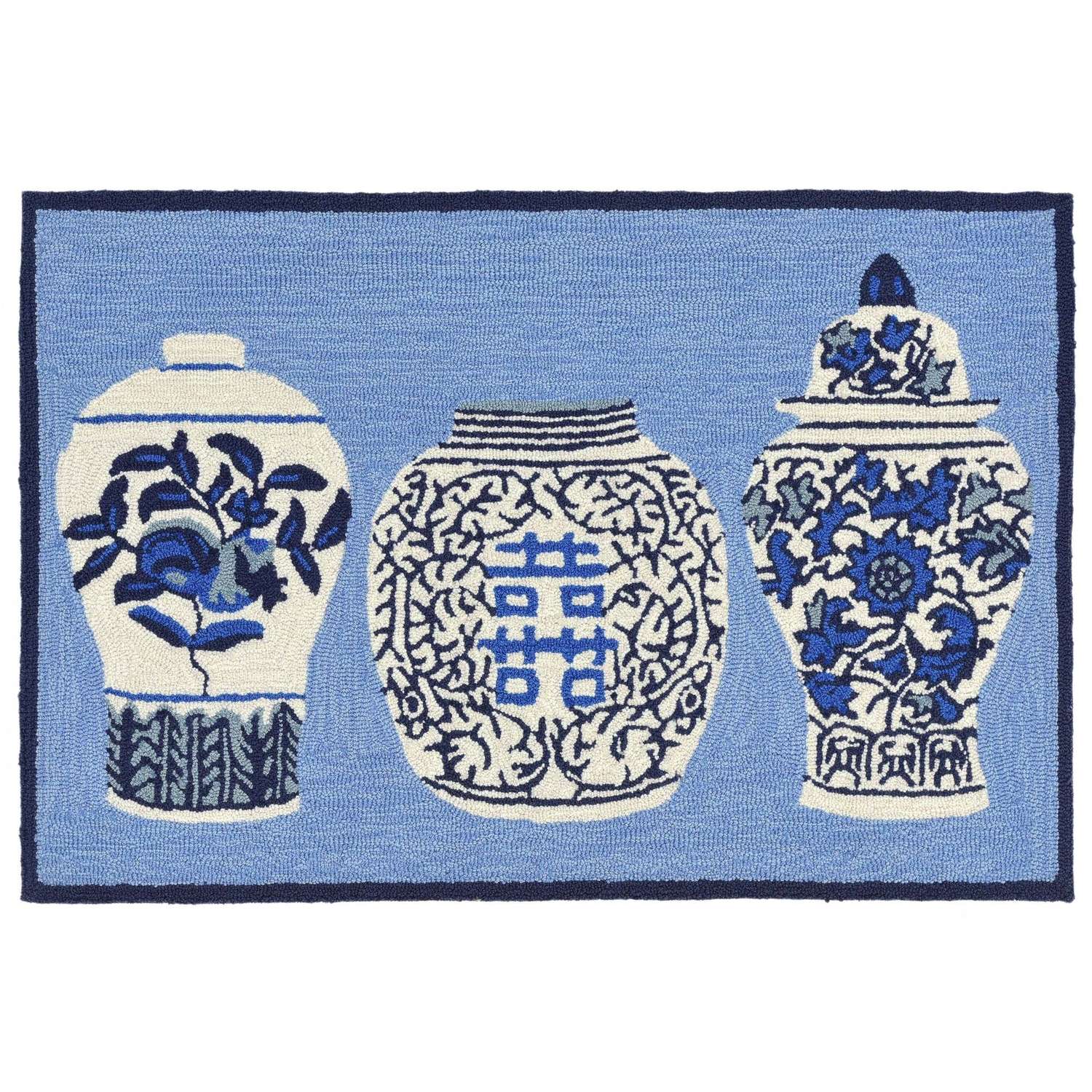  Liora Manne Frontporch 1.67 Ft. W X 2.5 Ft. L Blue Traditional Polyester Rug