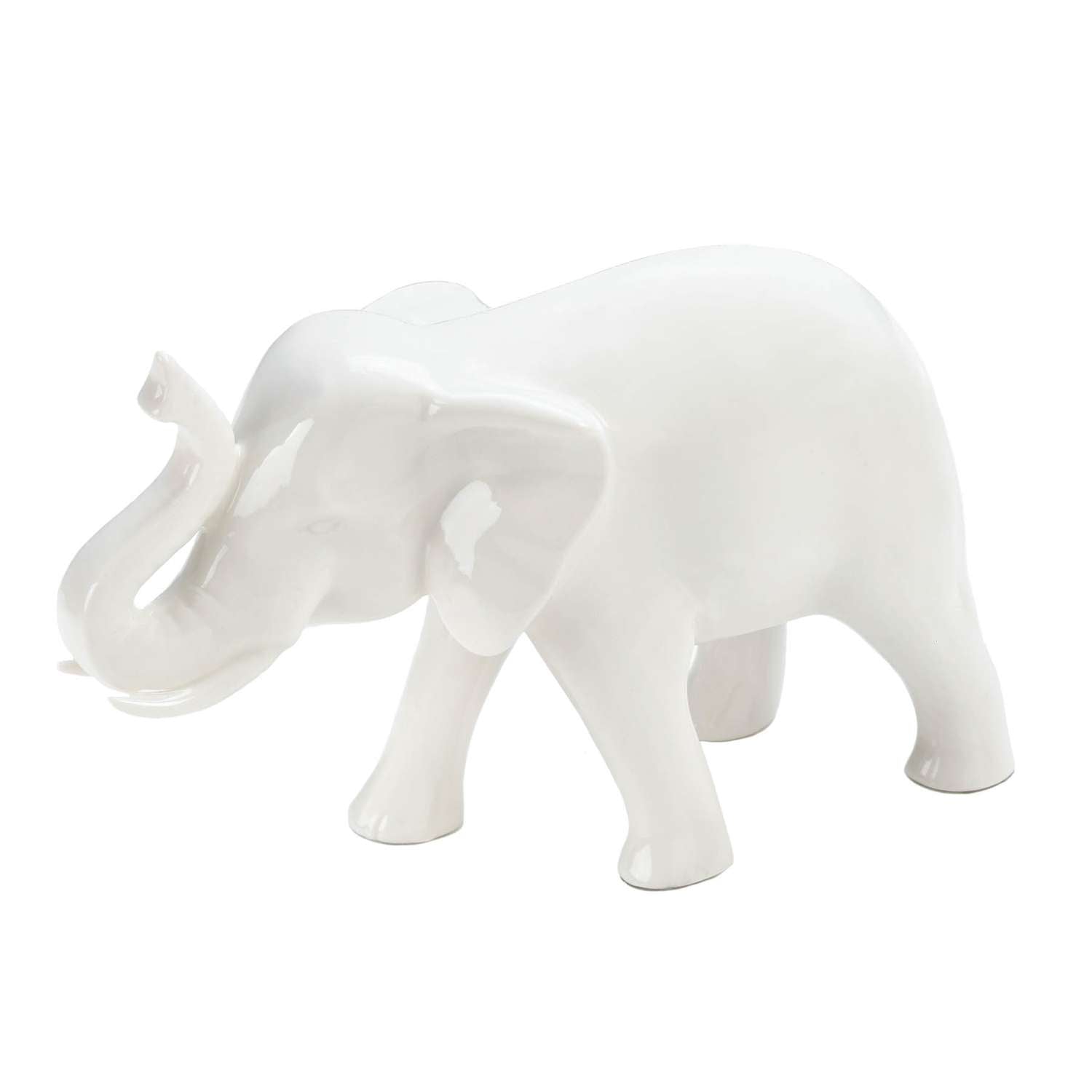  Accent Plus 4.75 In. H X 3 In. W X 7.25 In. L White Playful Elephant Ceramic Statue
