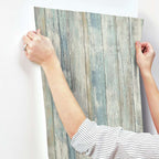  RoomMates 20.5 In. W X 16.5 Ft. L Distressed Wood Blue Vinyl Peel And Stick Wallpaper