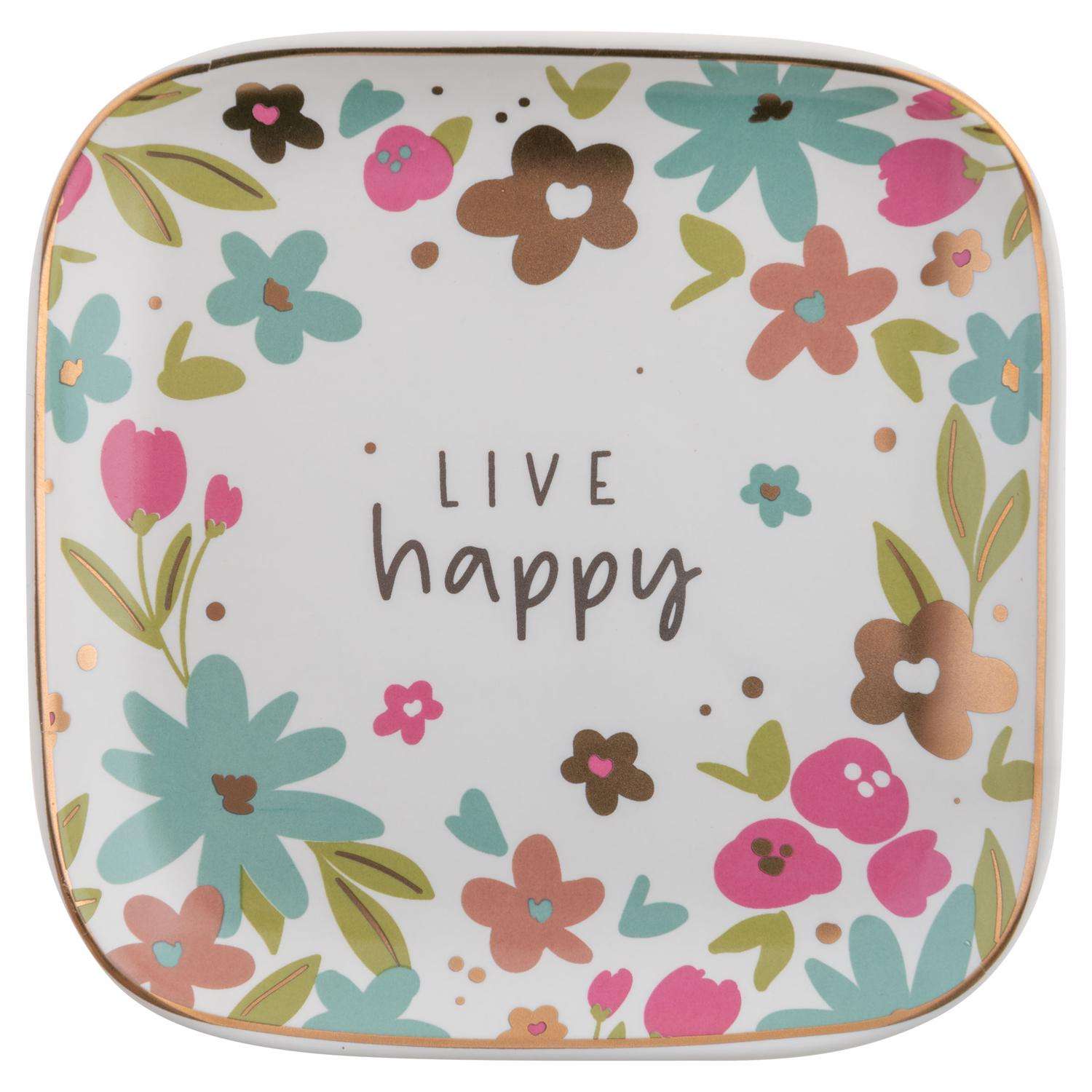  Karma Gifts Flora 4.5 In. H X 4.5 In. W Multicolored Ceramic Trinket Tray