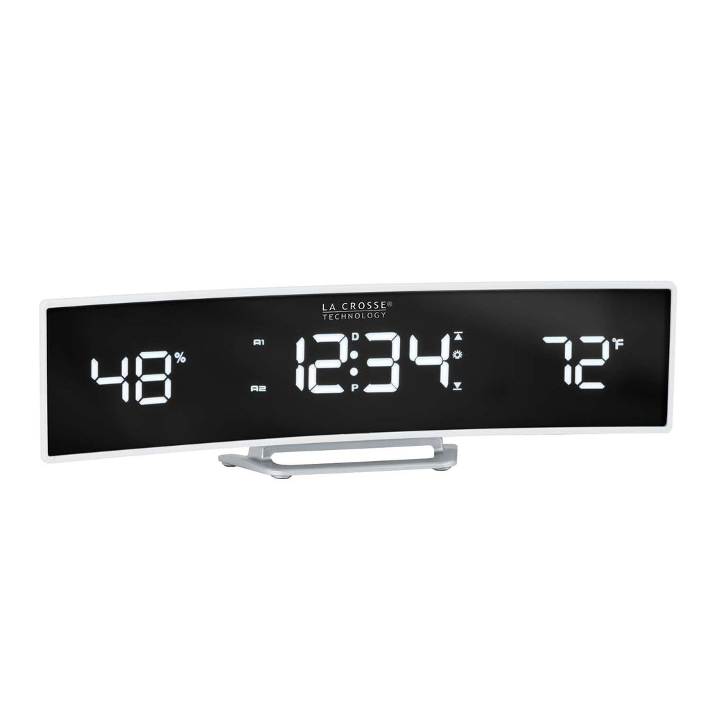  La Crosse Technology 9.84 In. White Mirror Alarm Clock LED Battery Operated