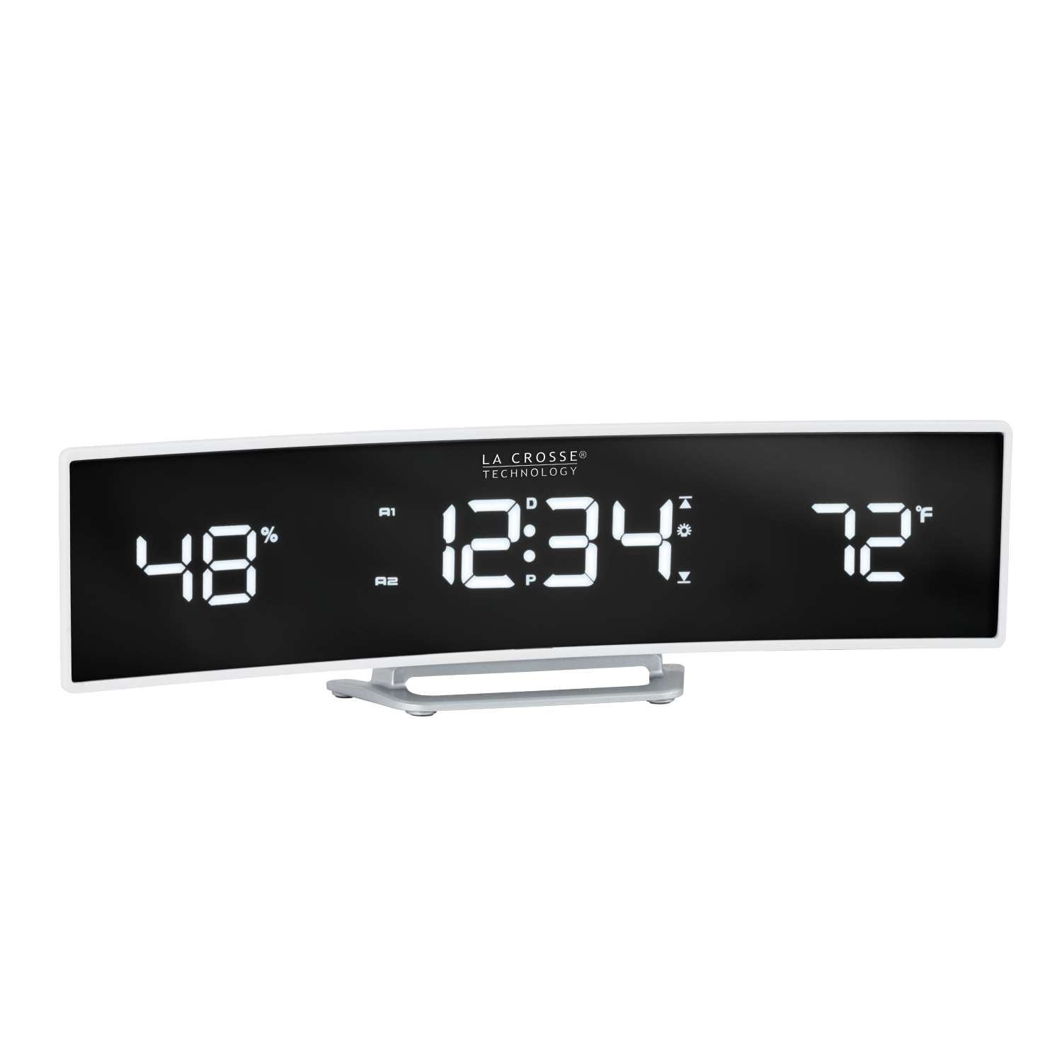  La Crosse Technology 9.84 In. White Mirror Alarm Clock LED Battery Operated