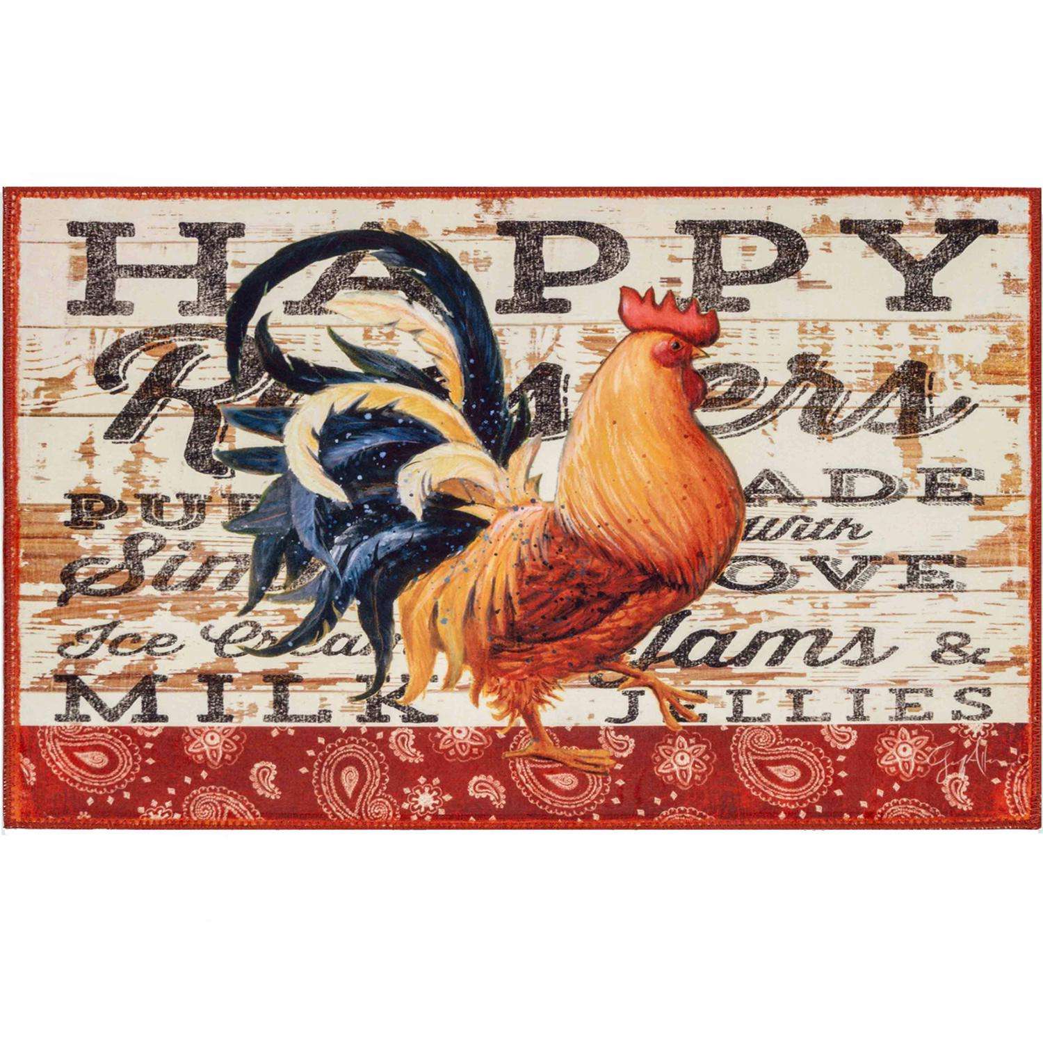  Olivia's Home 22 In. W X 32 In. L Multicolored Happy Rooster Polyester Rug