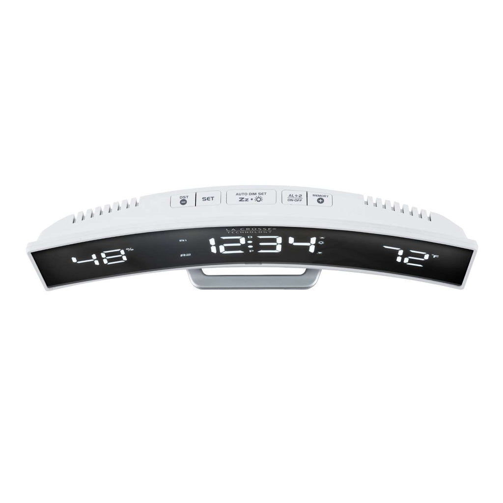  La Crosse Technology 9.84 In. White Mirror Alarm Clock LED Battery Operated