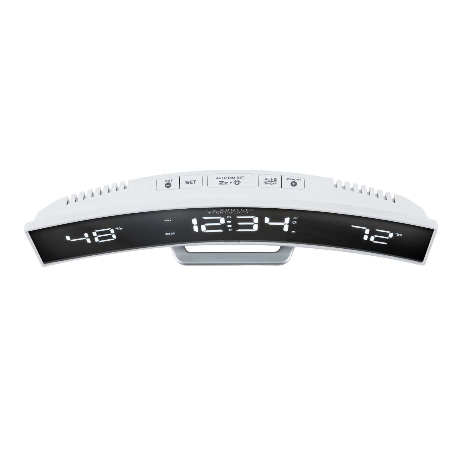  La Crosse Technology 9.84 In. White Mirror Alarm Clock LED Battery Operated