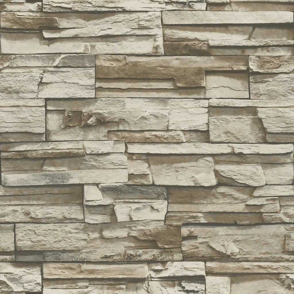  RoomMates 20.5 In. W X 16.5 Ft. L Brown Stacked Stone Vinyl Peel And Stick Wallpaper