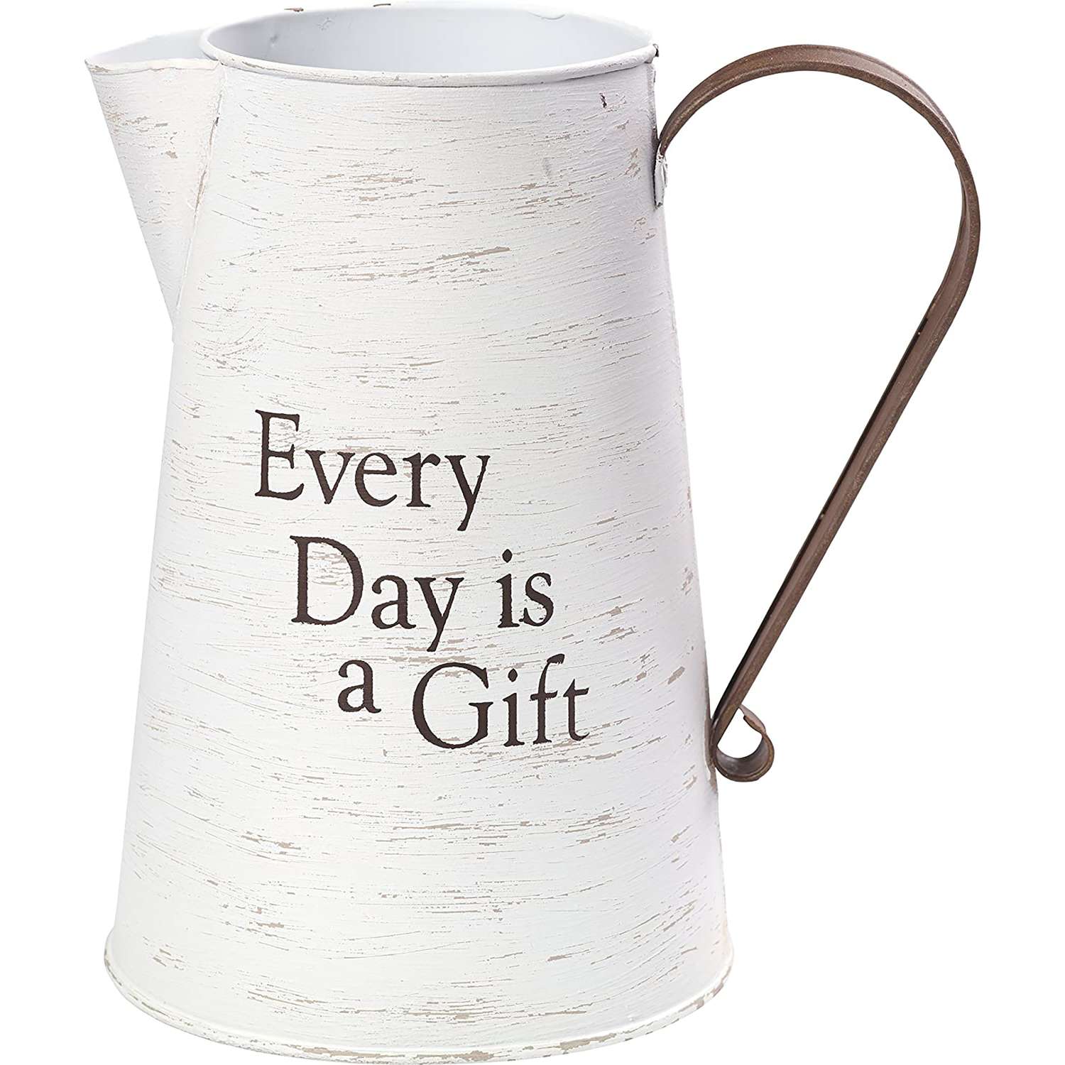  Precious Moments 9 In. H Distressed White Metal/Wood Decorative Vase