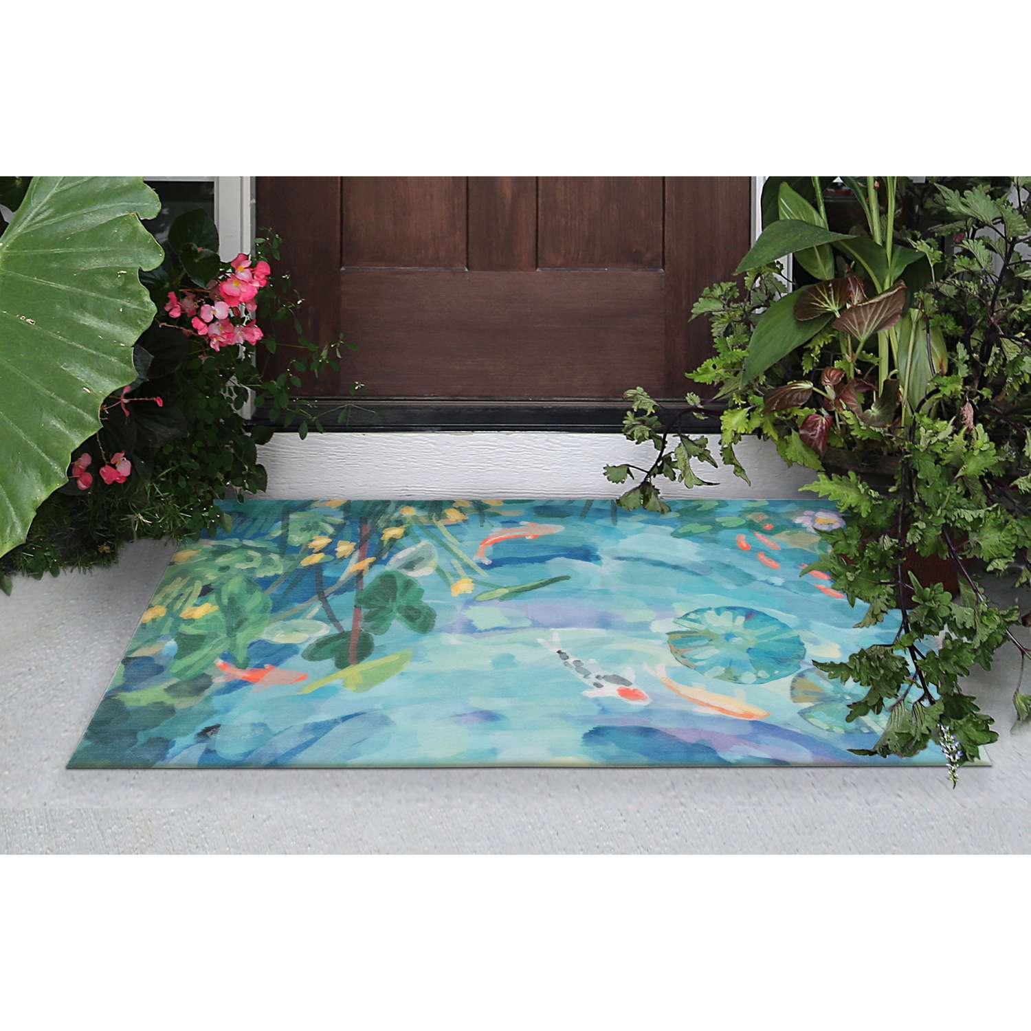  Liora Manne Illusions 1-1/2 Ft. W X 2-1/2 Ft. L Seafoam Casual Polyester Door Mat
