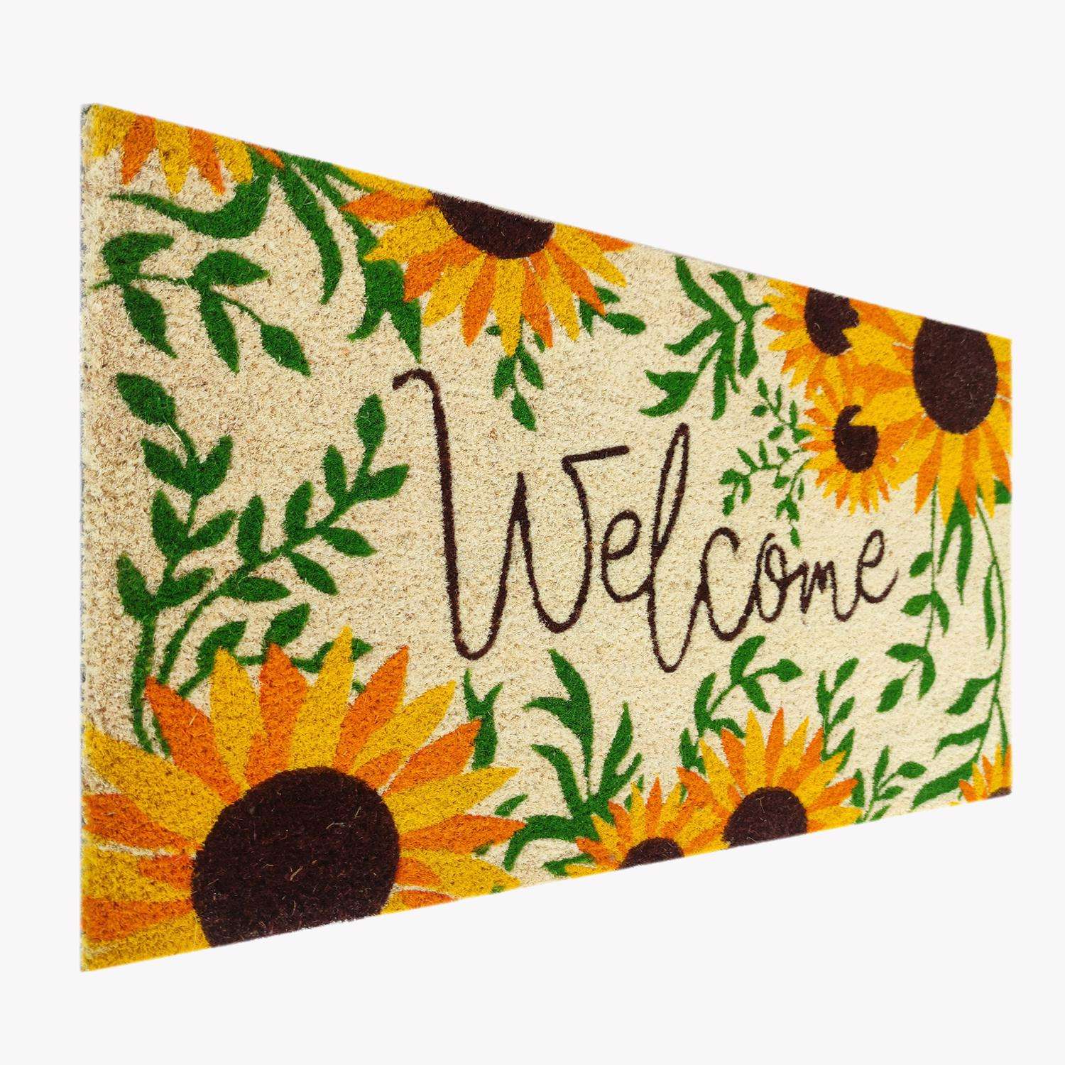  First Concept 18 In. W X 30 In. L Multicolored Welcome Sunflowers Coir Door Mat