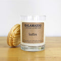  Kalamazoo Candle Company Clear Glass Jar With White Soy Wax, Wood Lid Smitten Scent Smitten, Clear G