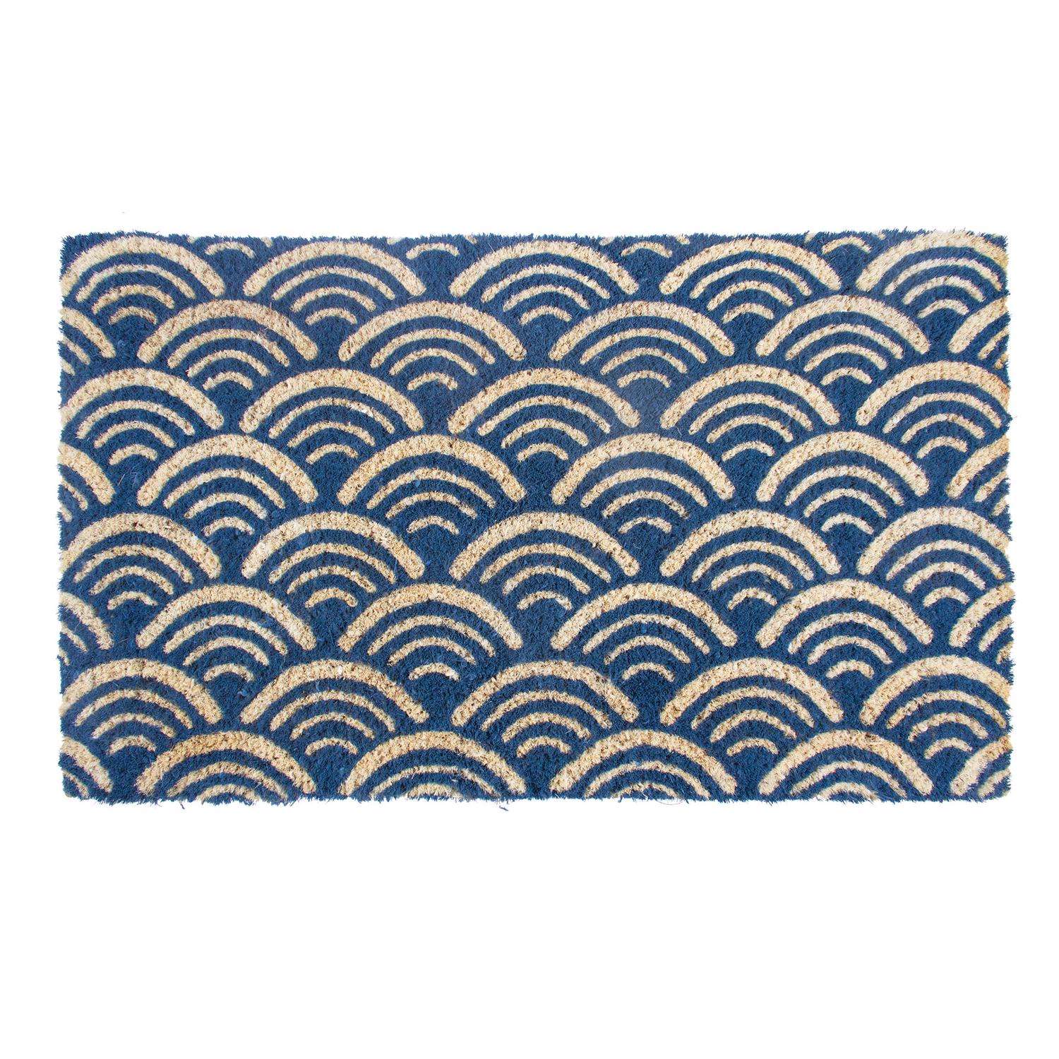  Entryways 30 In. W X 18 In. L Blue Scalloped Coir Door Mat