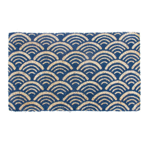  Entryways 30 In. W X 18 In. L Blue Scalloped Coir Door Mat