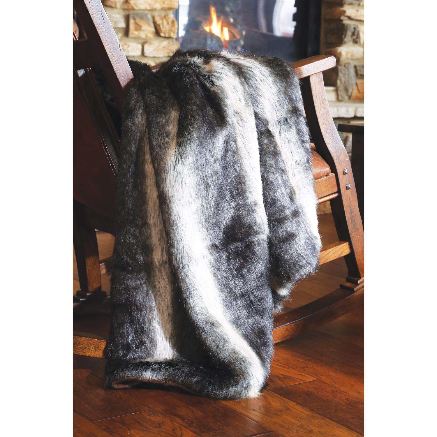  Carstens Inc 54 In. W X 60 In. L Black/White Faux Fur Throw Blanket