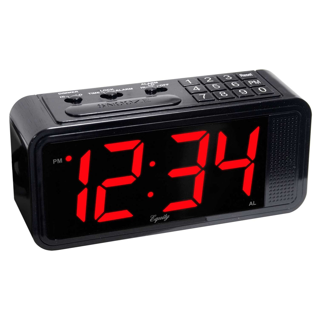  La Crosse Technology Equity 4.35 In. Black Alarm Clock LED Battery Operated
