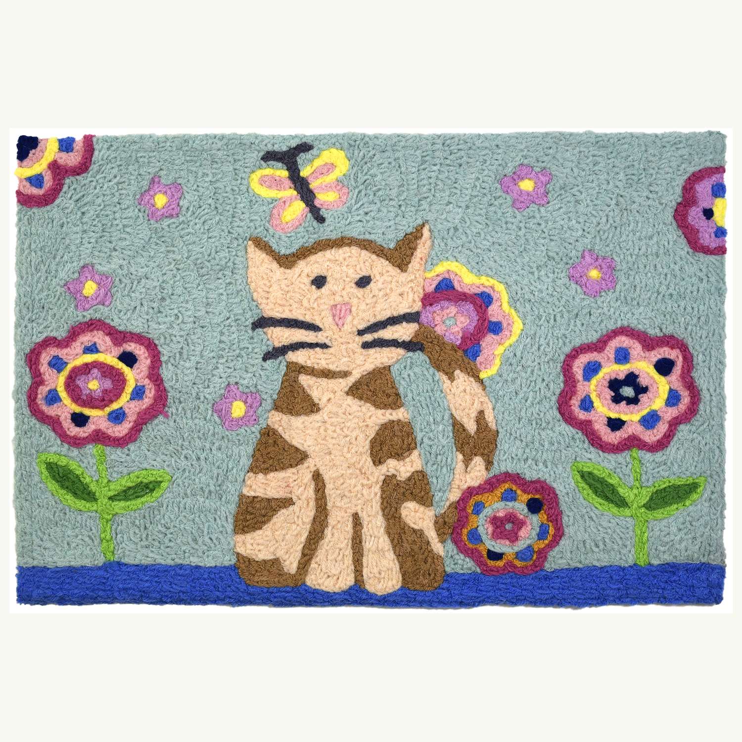  Jellybean 20 In. W X 30 In. L Multi-color Tabby & Butterfly Accent Rug