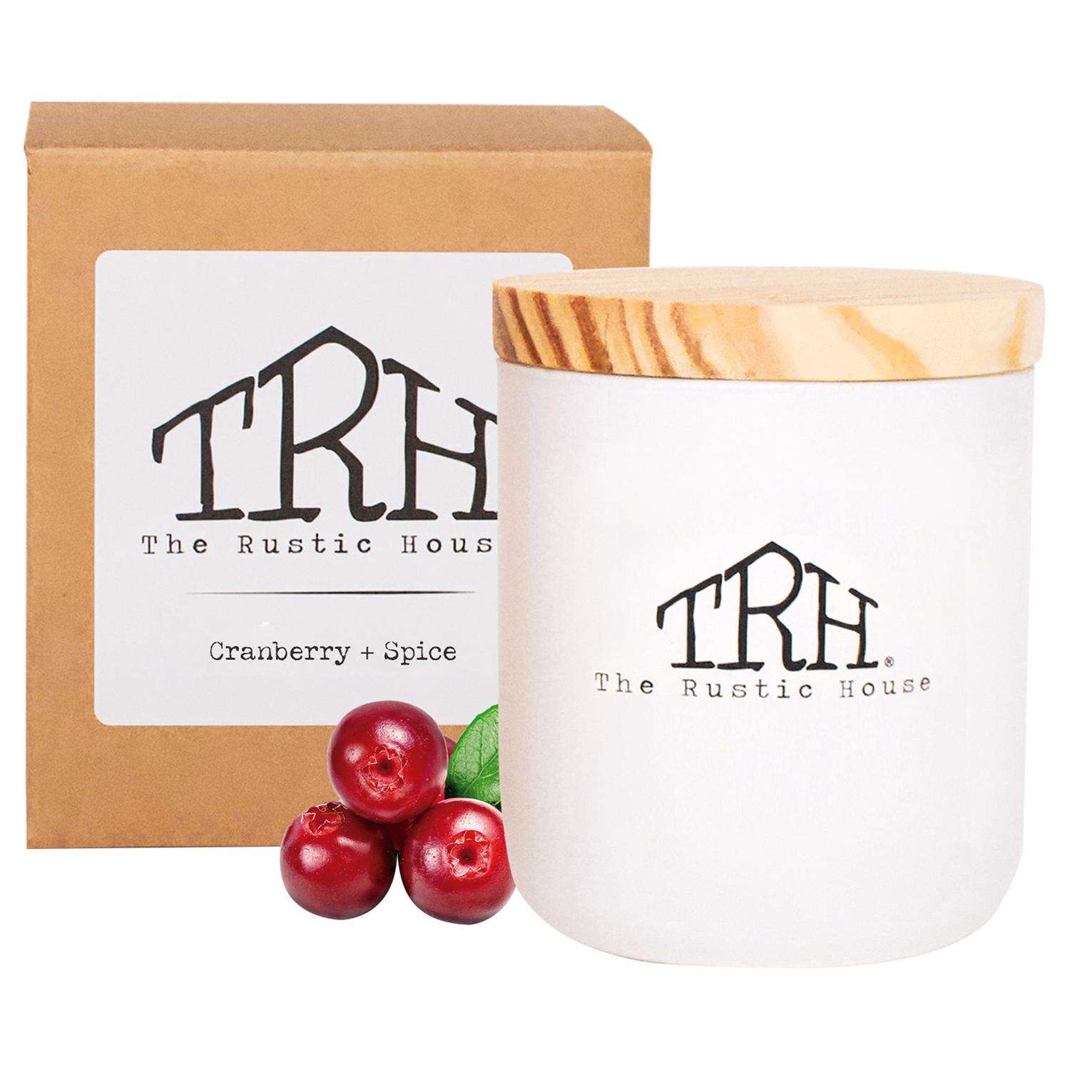  The Rustic House White Cranberry/Spice Scent Candle 8 Oz