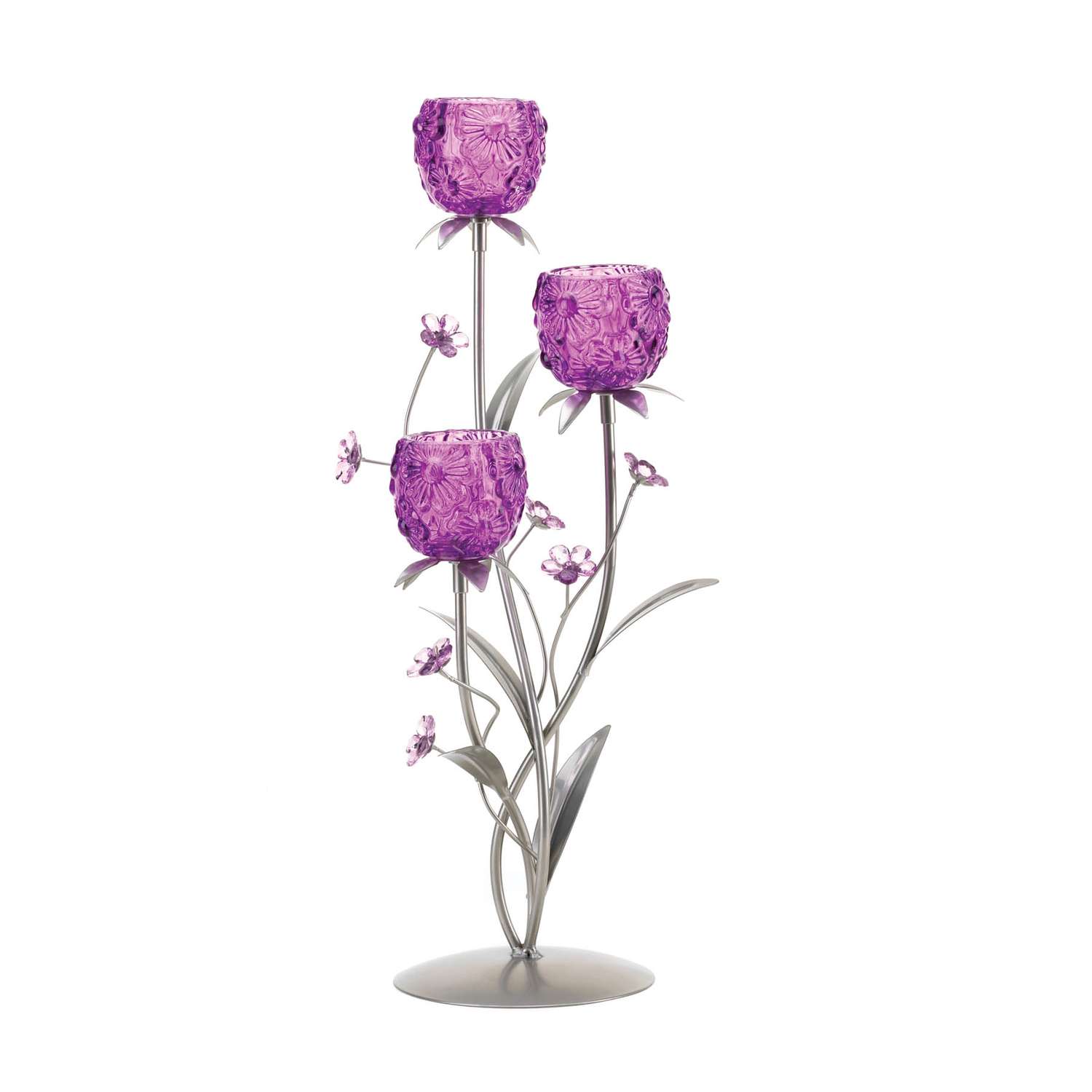  Gallery Of Light 17.75 In. H X 6 In. W X 6.5 In. L Flowering Fushia Glass/Iron Candle Holder