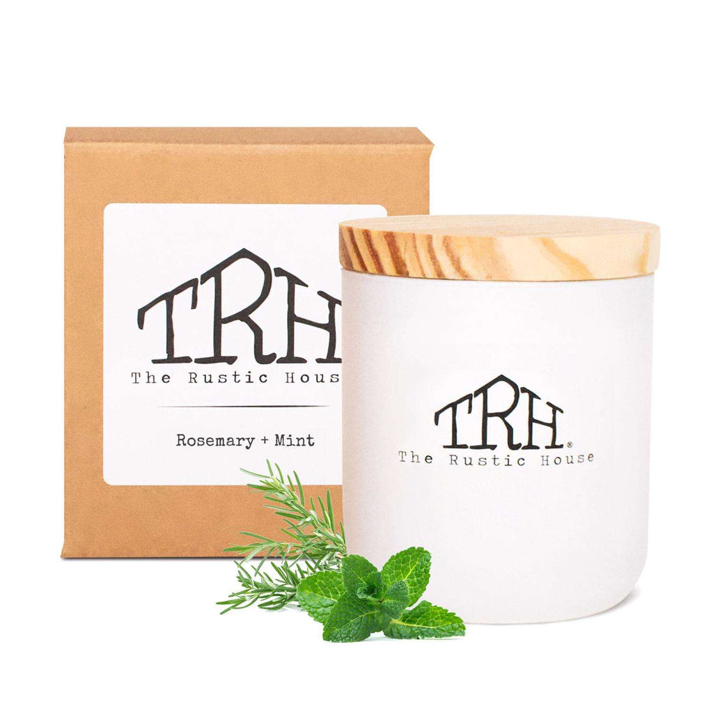  The Rustic House White Mint/Rosemary Scent Candle 8 Oz