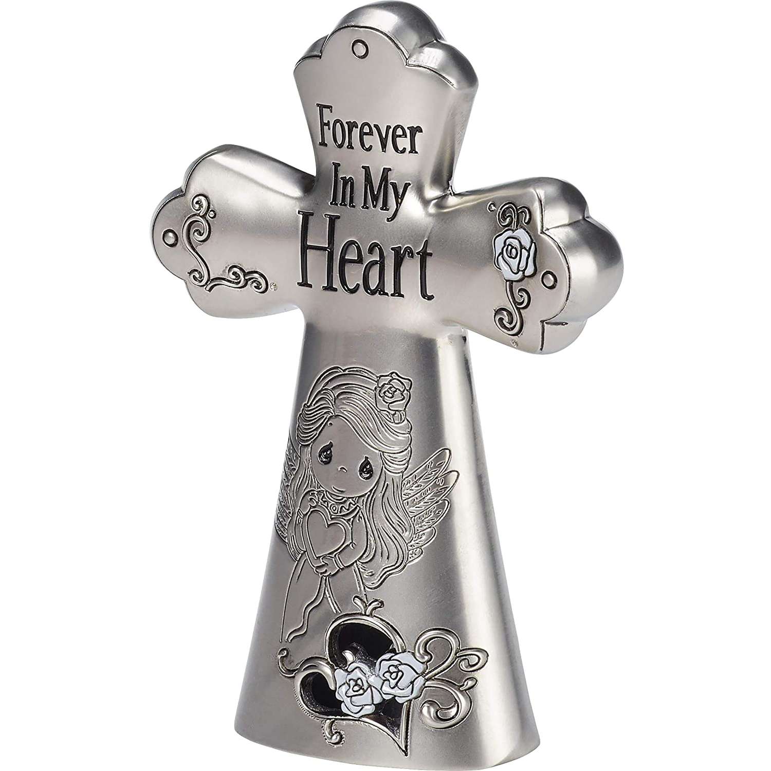  Precious Moments 3.5 In. H Silver Zinc Alloy Angel Cross