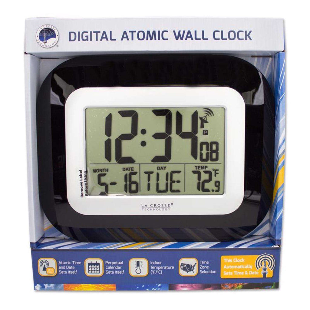  La Crosse Technology 8.95 In. L X 1.2 In. W Indoor Contemporary Digital Atomic Wall Clock Plastic Bl