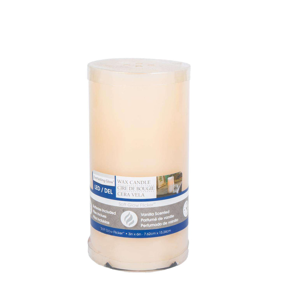  Everlasting Glow Bisque Vanilla Scent Wavy Edge Pillar Flameless Flickering Candle