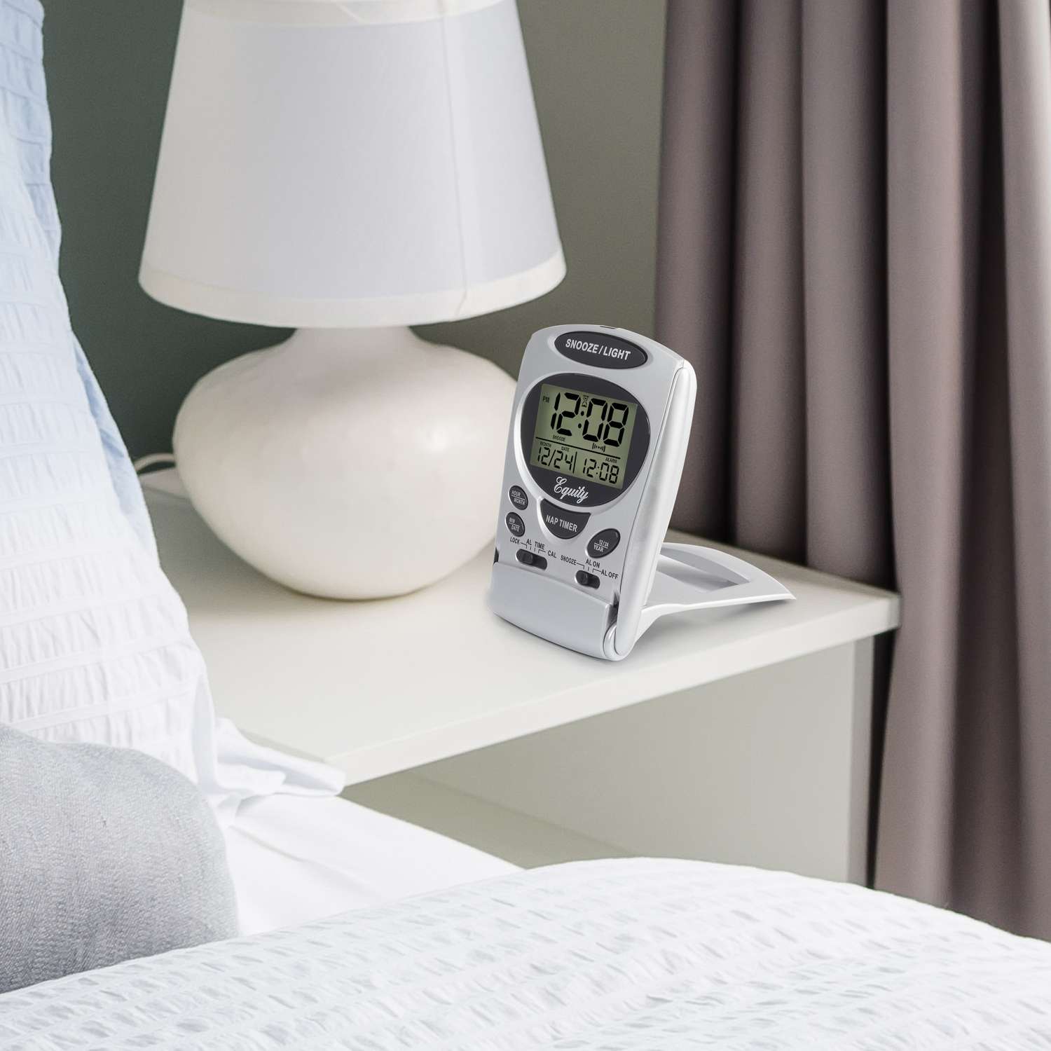  La Crosse Technology Equity 3 In. Silver Travel Alarm Clock LCD Battery Operated