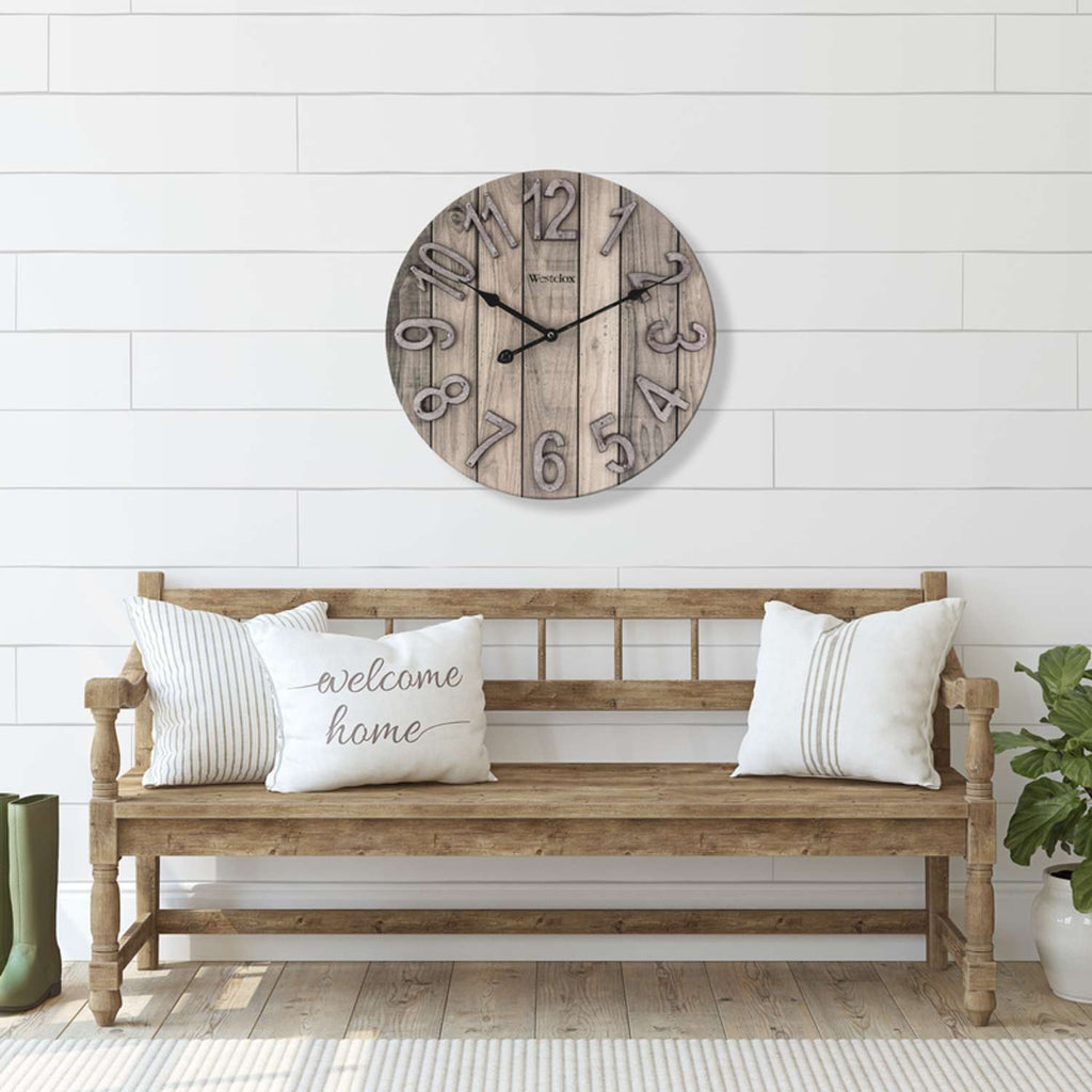  Westclox 15.5 In. L X 15.5 In. W Indoor Farmhouse Analog Wall Clock Wood Brown