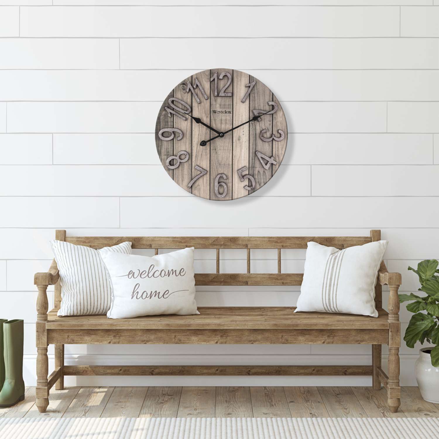 Westclox 15.5 In. L X 15.5 In. W Indoor Farmhouse Analog Wall Clock Wood Brown