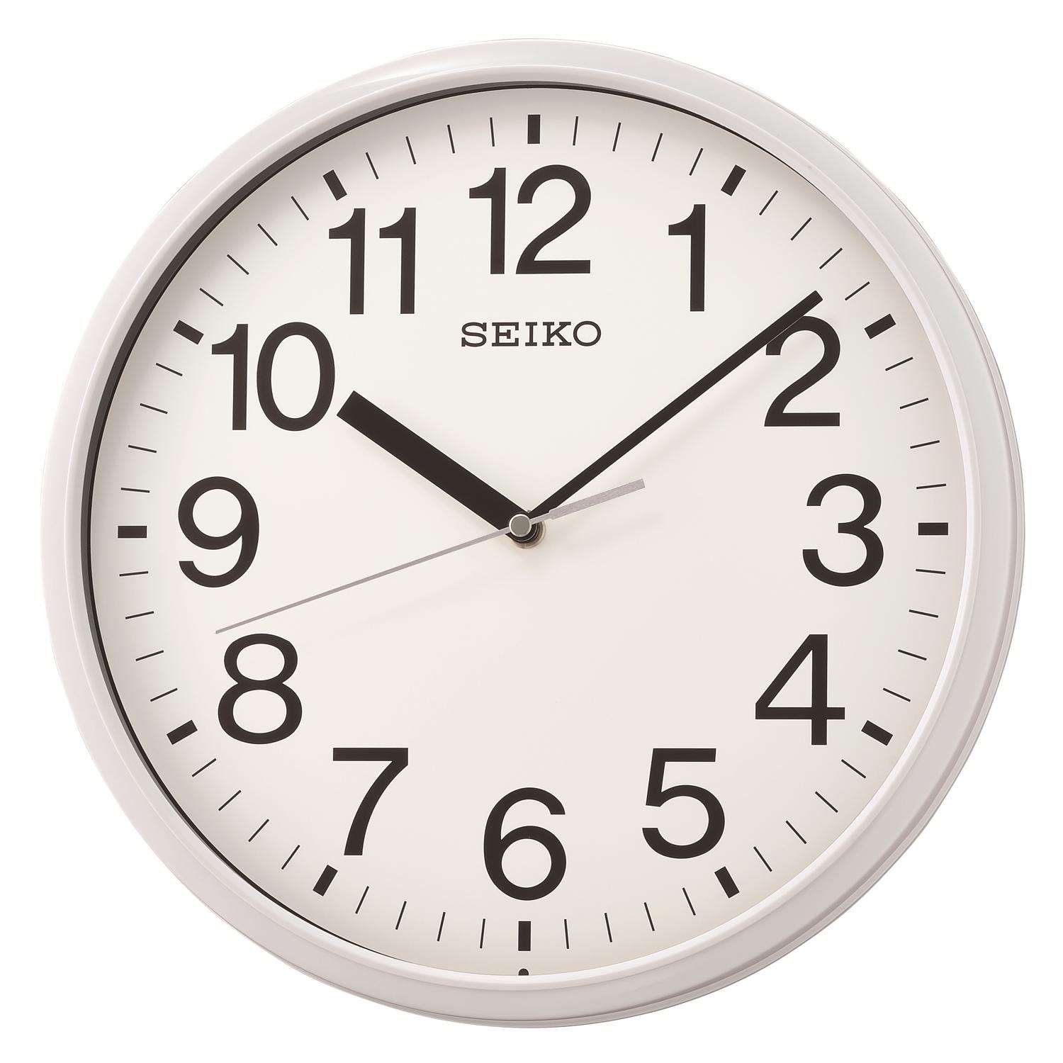  Seiko 12 In. L X 1.81 In. W Indoor Classic Analog Wall Clock Glass/Plastic White