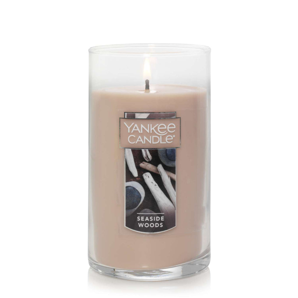  Yankee Candle Tan Seaside Woods Scent Medium Pillar Candle 12 Oz