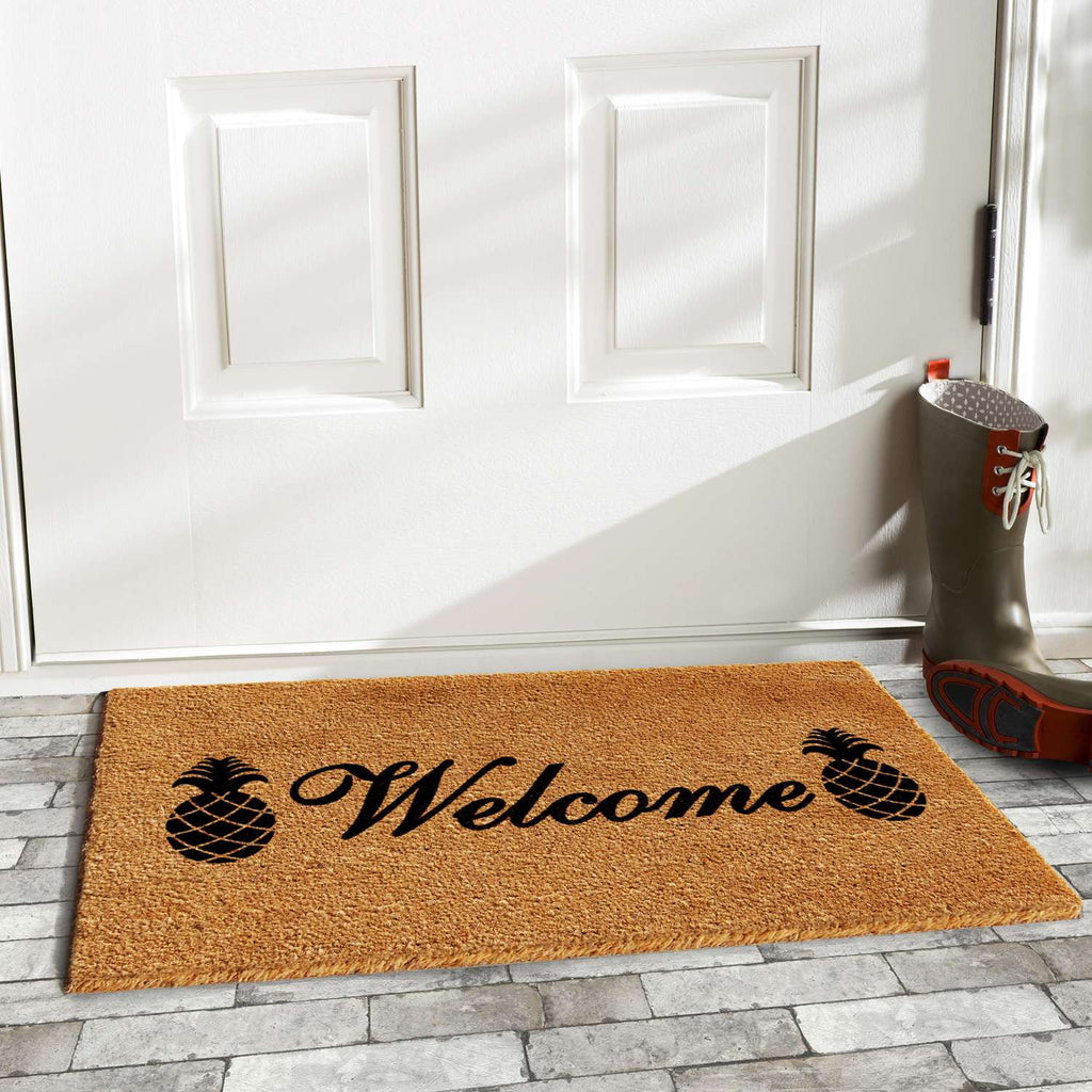  Home & More 1.42 W X 2.42 L Multi-color Welcome Pineapples Coir Door Mat
