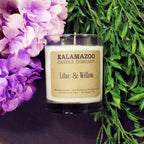  Kalamazoo Candle Company Clear Glass Jar With White Soy Wax, Wood Lid Lilac & Willow Scent Lilac & W