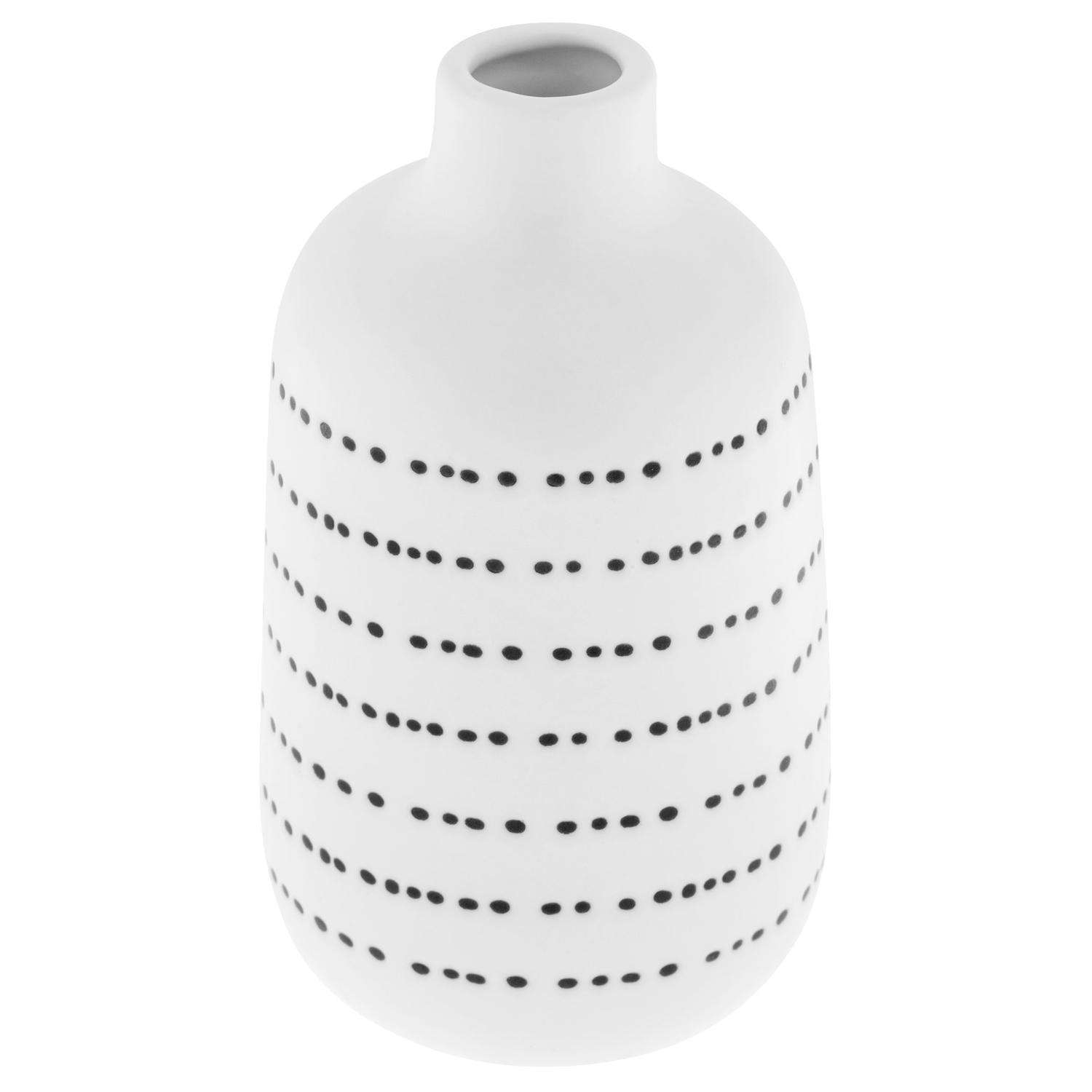  Karma Gifts Milo 5 In. H X 2.88 In. W X 2.88 In. L Black/White Ceramic Vase