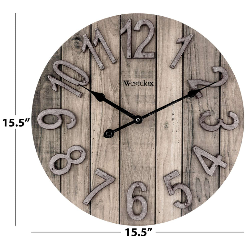 Westclox 15.5 In. L X 15.5 In. W Indoor Farmhouse Analog Wall Clock Wood Brown