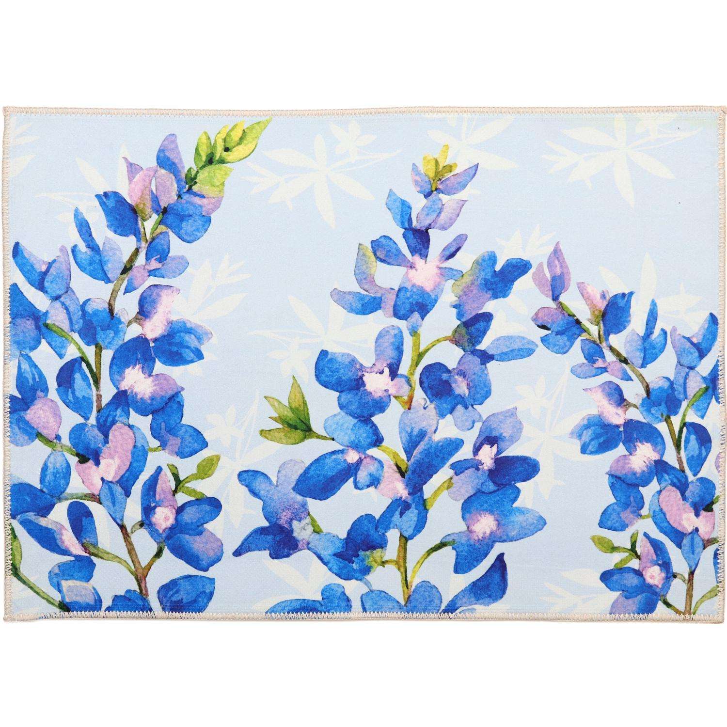  Olivia's Home 32 In. W X 22 In. L Multicolored Blue Bonnets Polyester Accent Rug