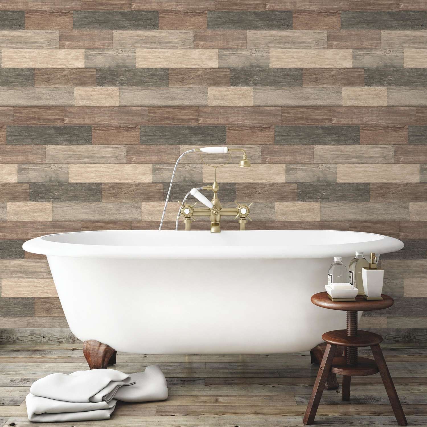  RoomMates 20.5 In. W X 16.5 Ft. L Dark Weathered Plank Vinyl Peel And Stick Wallpaper