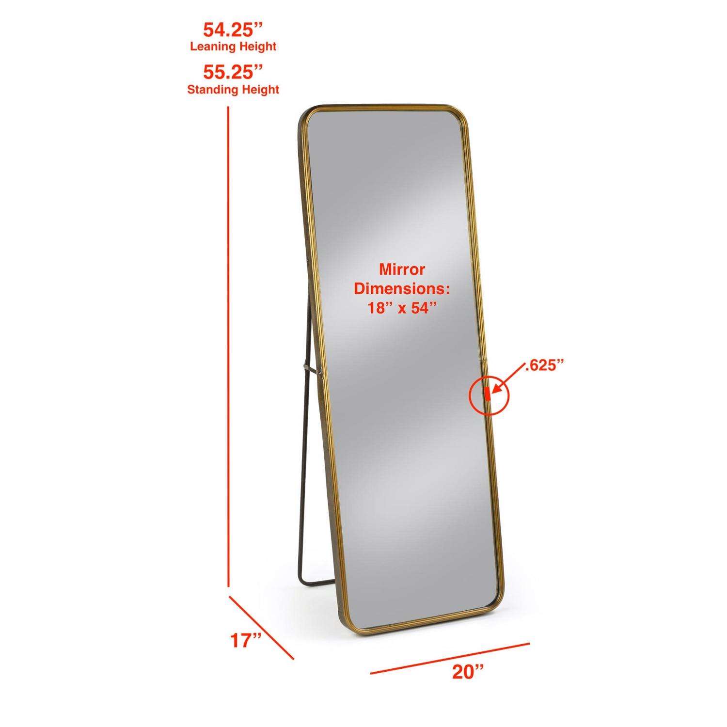 Tripar 55.25 In. H X 20 In. W Burnished Gold Metal Floor Mirror
