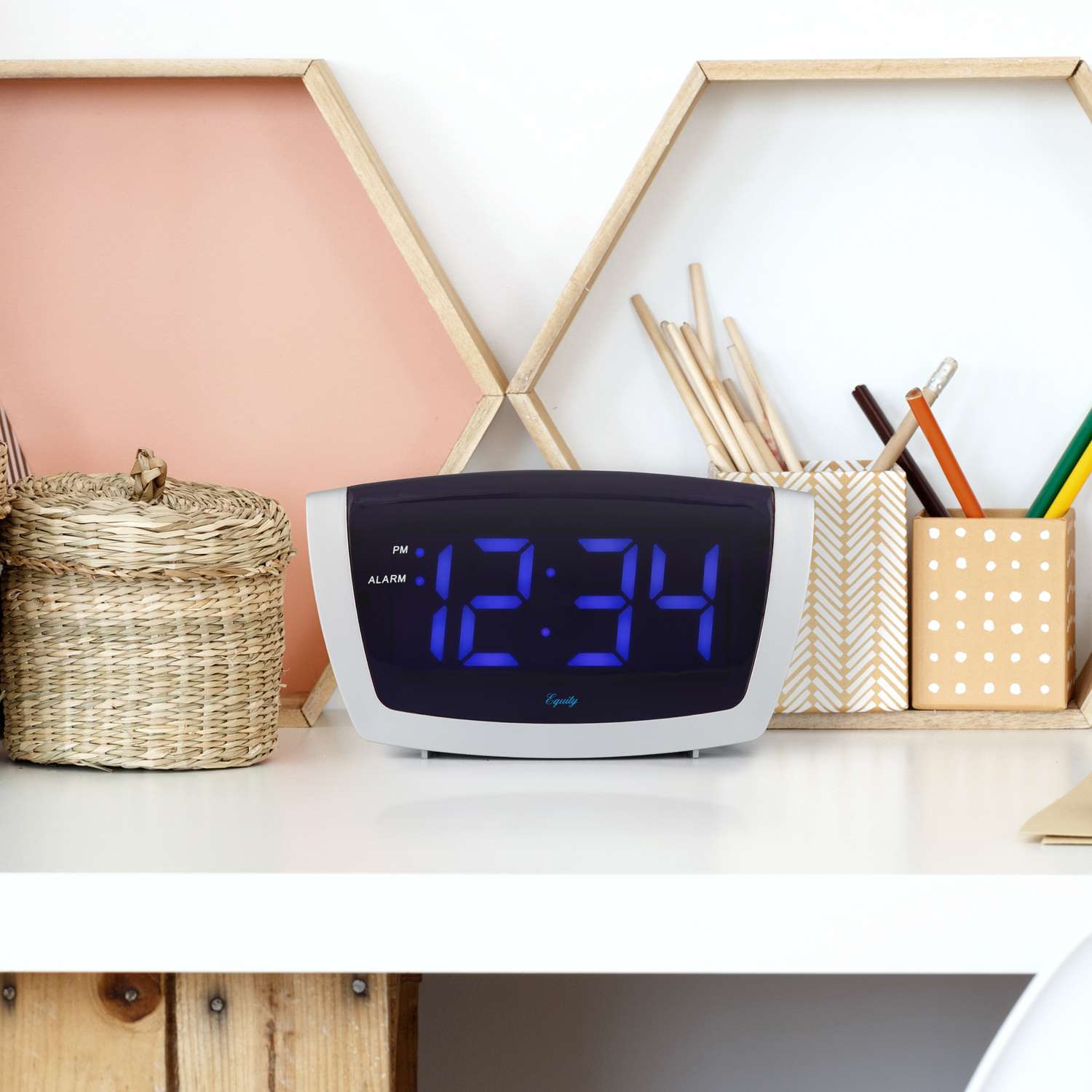  La Crosse Technology Equity 2 In. Silver USB Alarm Clock LED Battery Operated