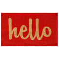  Home & More 1.42 W X 2.42 L Red Hello Script Coir Door Mat