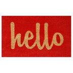  Home & More 1.42 W X 2.42 L Red Hello Script Coir Door Mat