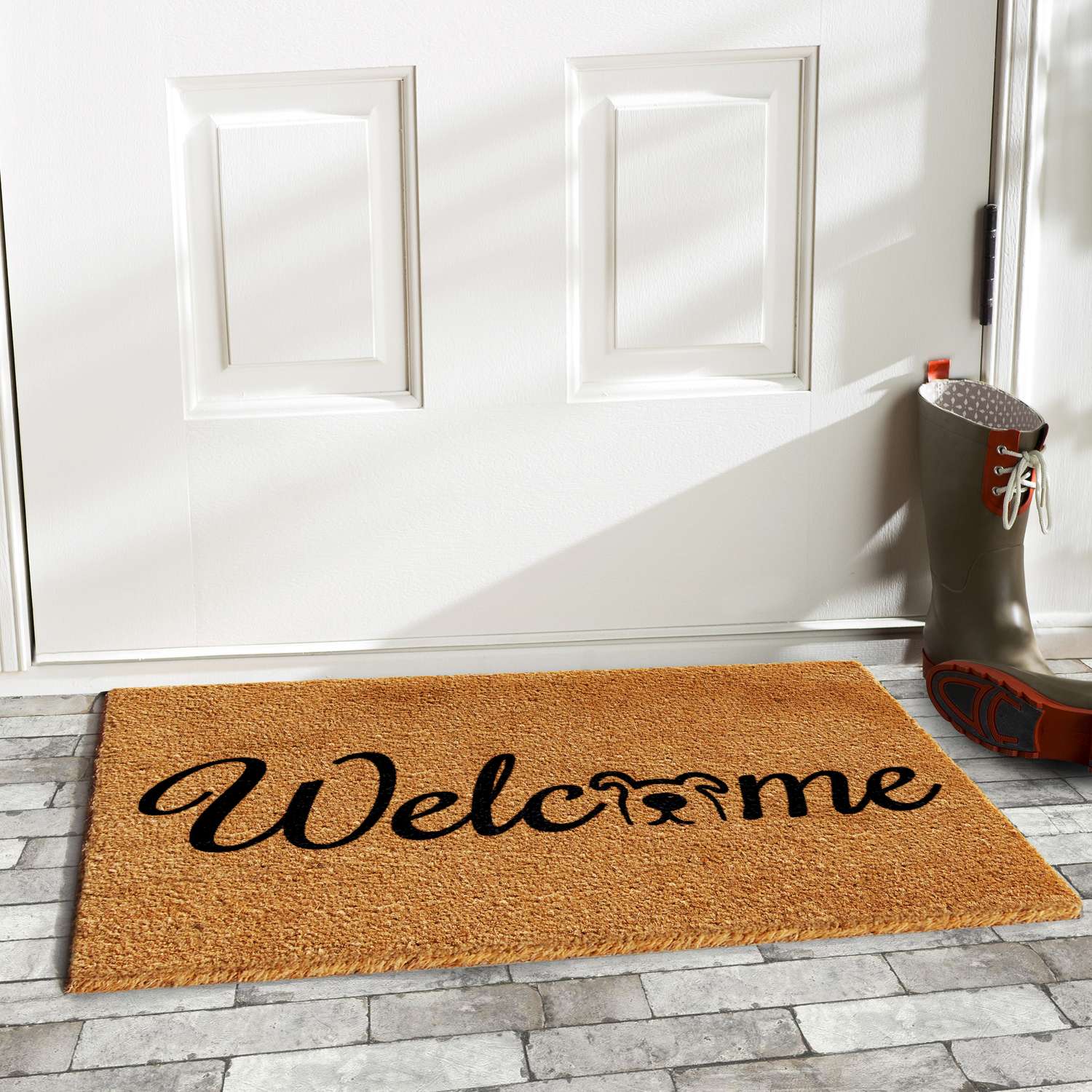  Home & More 1.42 W X 2.42 L Multi-color Doggie Welcome Coir Door Mat