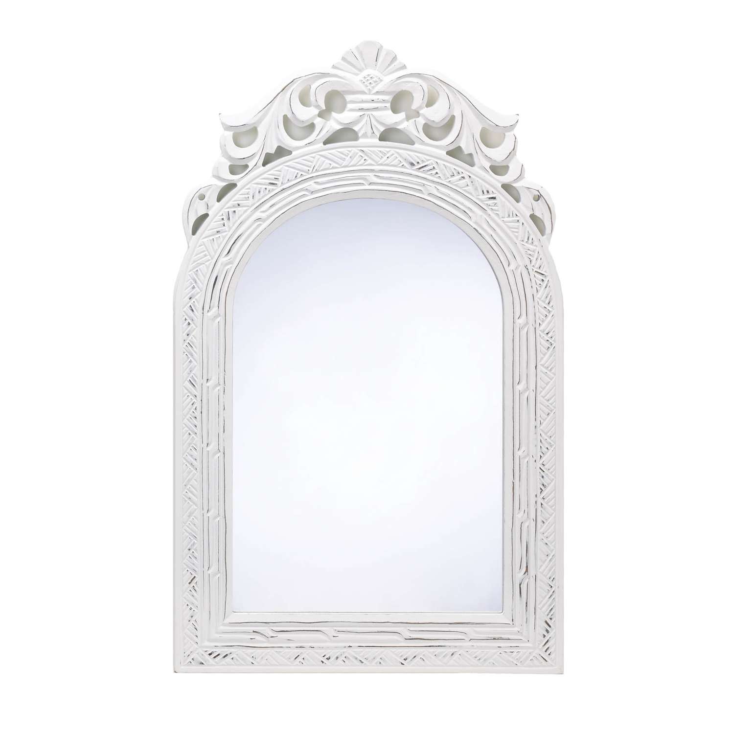  Accent Plus 20 In. H X .5 In. W X 12.5 In. L White Fourish Accent Wood Wall Mirror