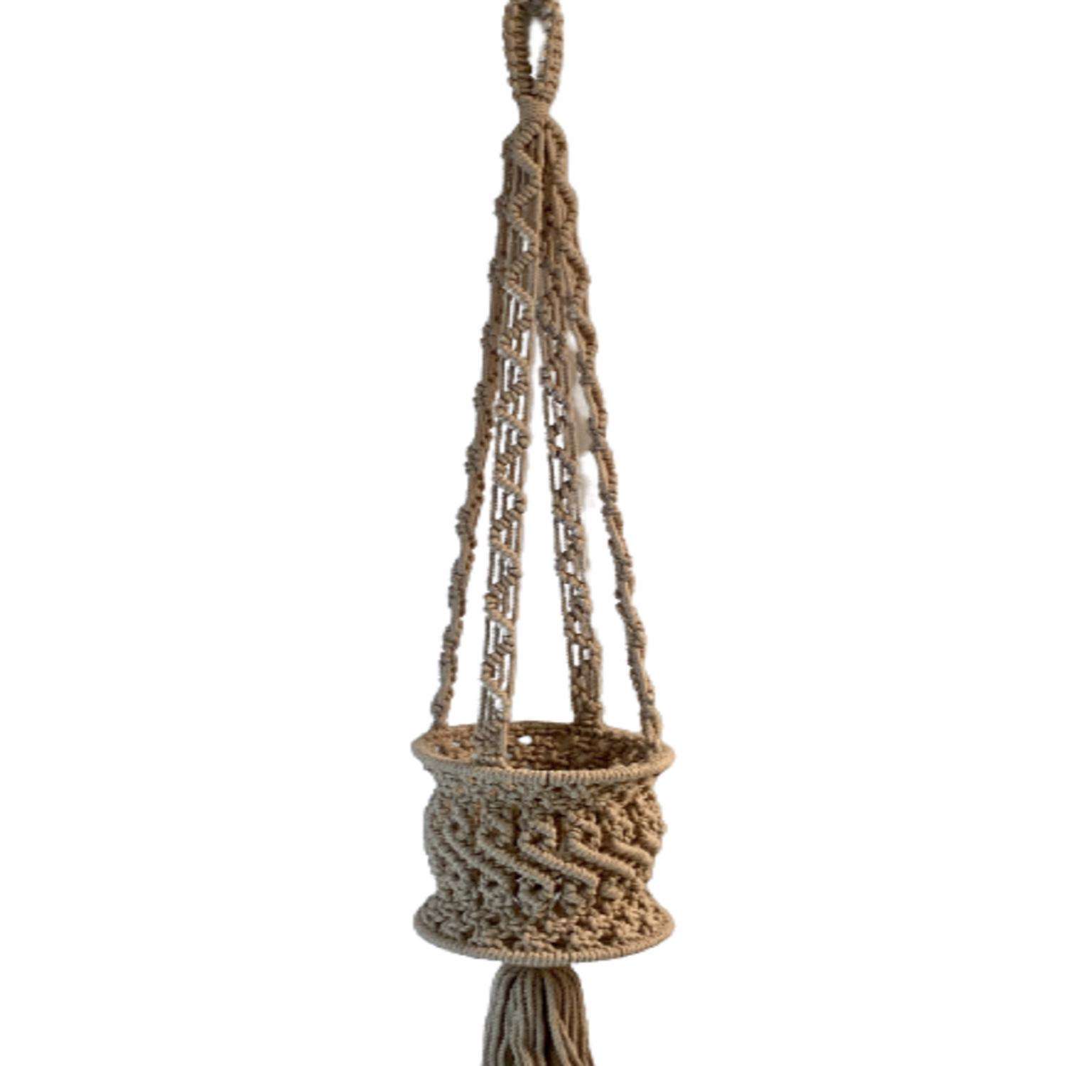  Primitive Planters 34 In. H X 6 In. W X 3 In. L Tan Cotton Hanging Planter