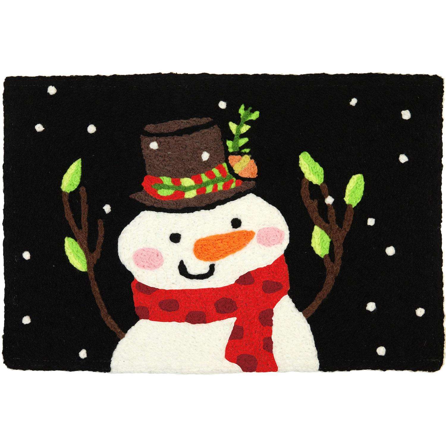  Jellybean Snowman At Night 30 In. W X 20 In. L Multicolored Pattern Polyester Accent Rug