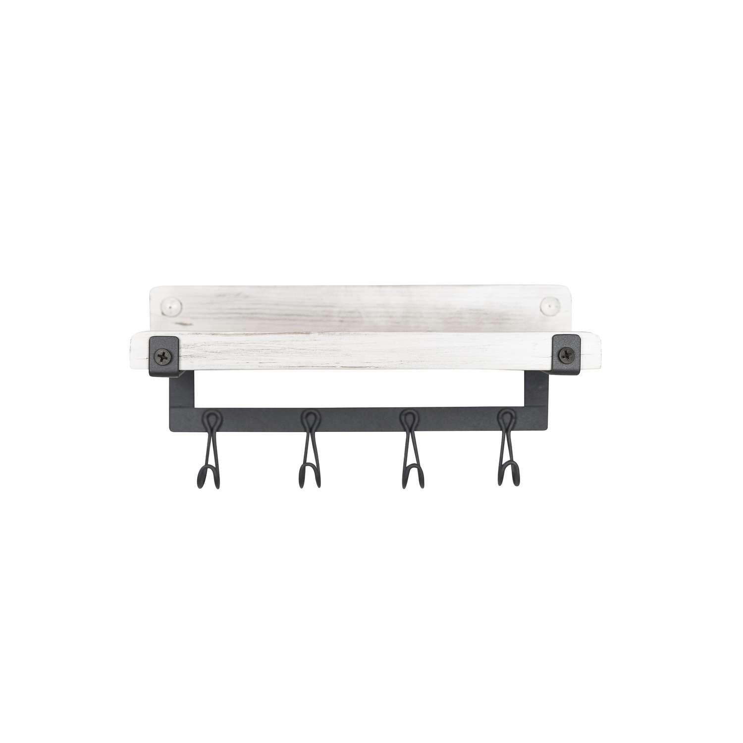  Spectrum 4.5 In. H X 4.75 In. W X 9 In. L White Wash/ Industrial Gray Steel/Wood Wall Mount Hook Sta