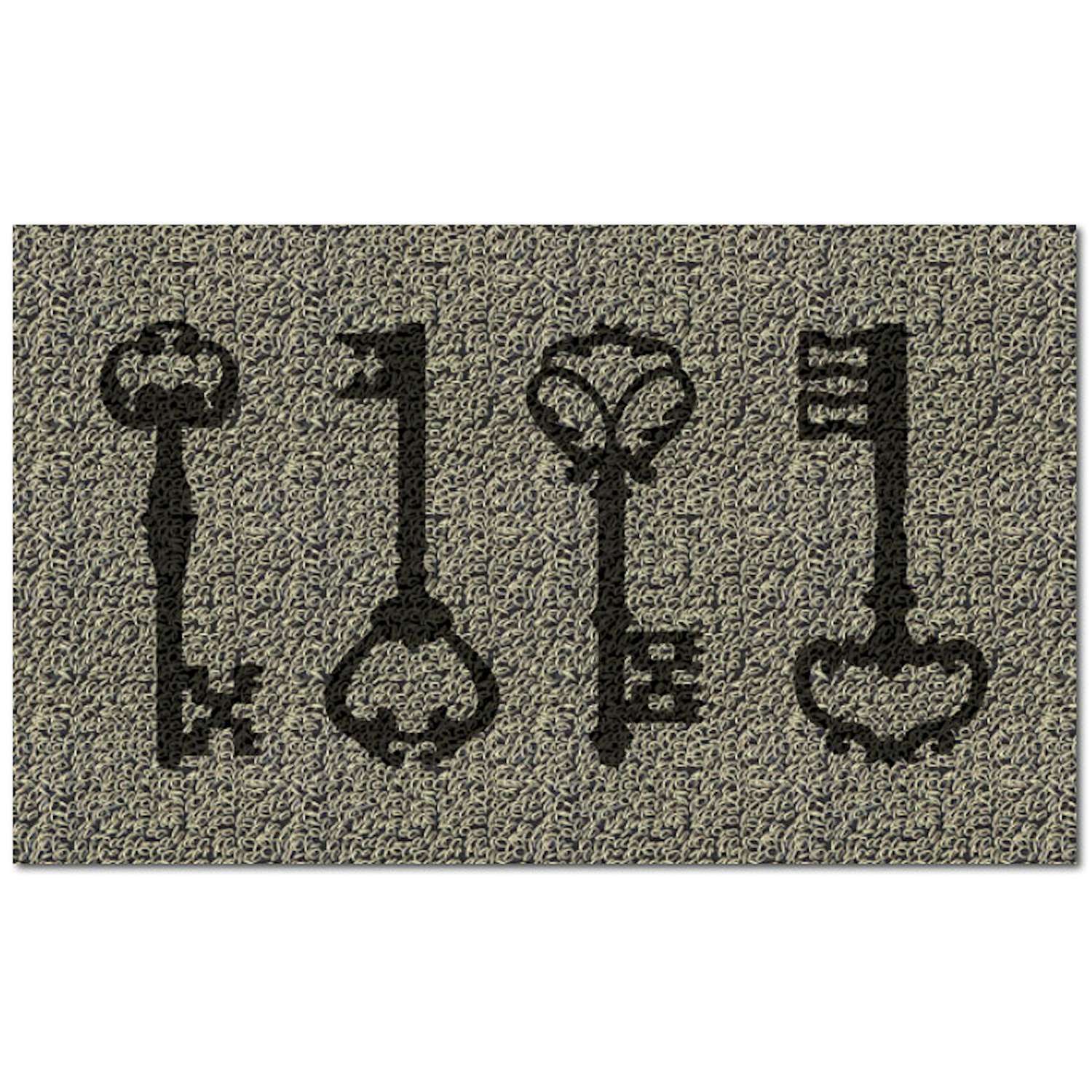  Americo Home Front Runner 18 In. W X 30 In. L Multicolored Vintage Keys Black Entrance Mat